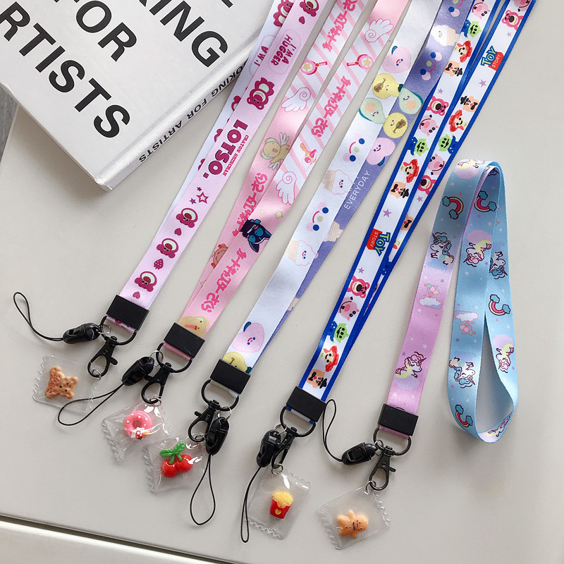 男女通用卡通手机挂绳 展会证件绳弹簧扣 涤纶挂绳亚克力挂件两用