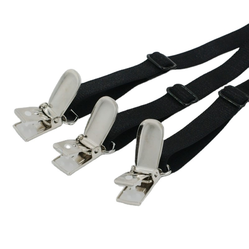 2020 New clockwise elastic elastic metal fixed strap for men and women, black 6-clip hosiery strap Application Scenario
