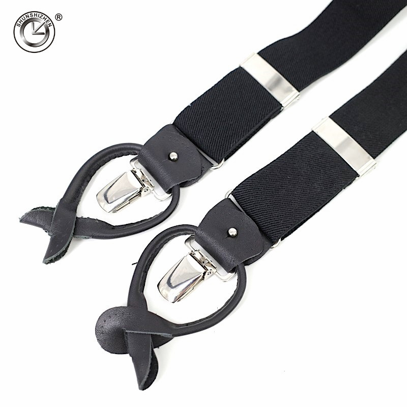 Doble uso en el sentido de las agujas de la cabeza capa de piel de vacuno orejas correas negras lona duradera alta elasticidad elástico correas para hombre details Picture