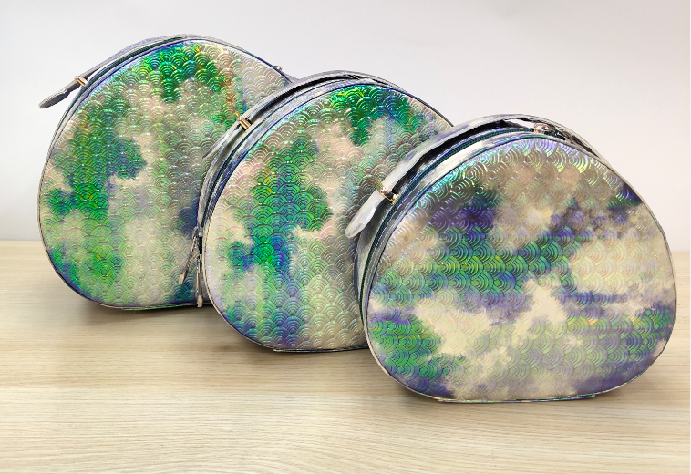 Adiva's new large-capacity three-piece set of cosmetic portable travel storage waterproof toiletry bag with painted fish scale pattern Specification image