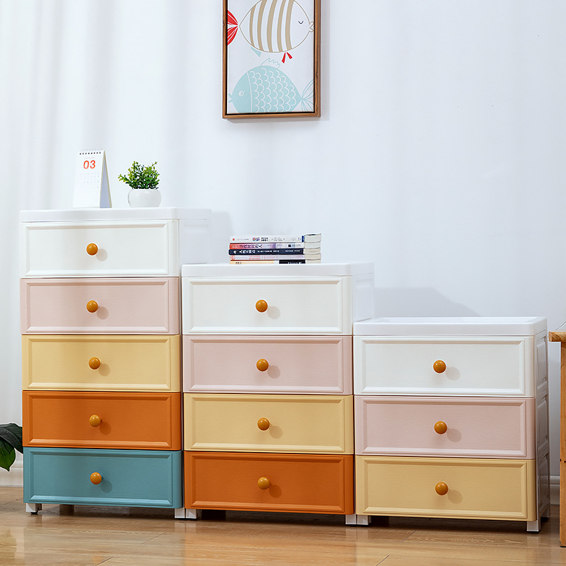 Simple Korean style plastic belt handle multi-drawer multi-specification size storage cabinet chest of drawers makeup cabinet