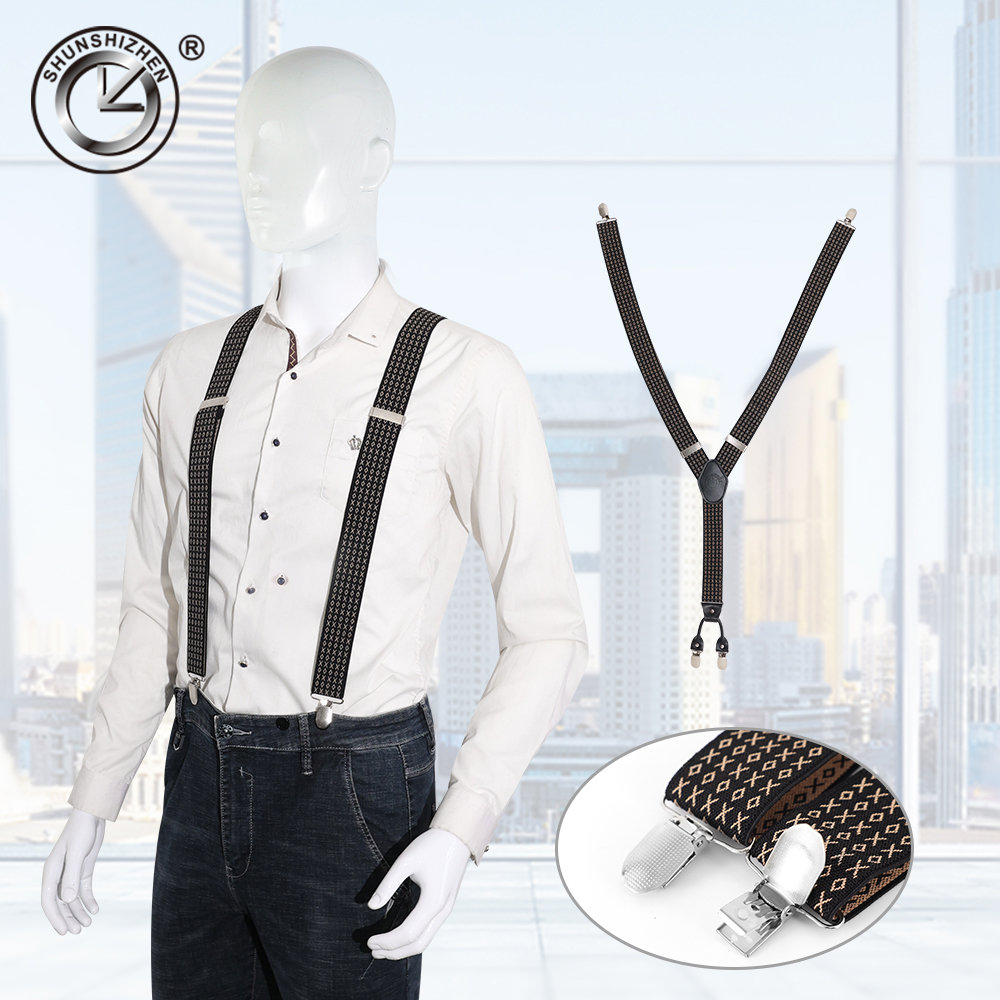 Crossover Y cuatro clips hombre adulto correa moda versátil ajustable elástico elástico casual clásico colgante correa correa espalda