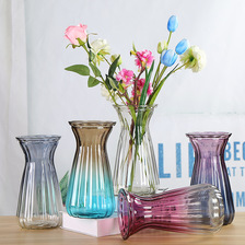 厂家批发欧式简约玻璃花瓶家庭办公装饰水培插花瓶大号摆件多色
