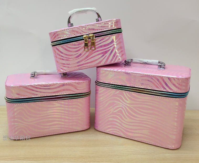 The new square zebra-patterned large-capacity three-piece set cosmetic portable travel storage waterproof toiletry bag from Adiva Item Picture