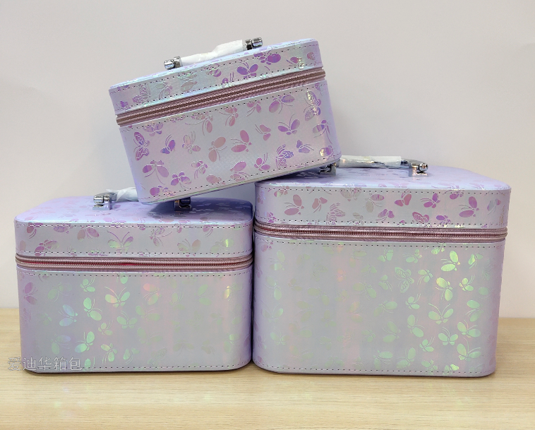 The new butterfly-patterned large-capacity three-piece makeup portable travel storage waterproof toiletry bag from Adiva details Picture