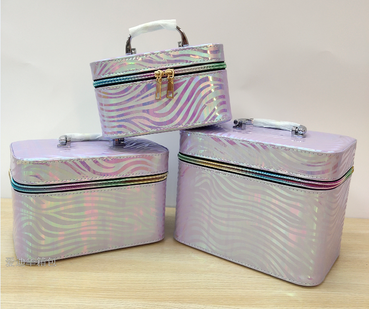 The new square zebra-patterned large-capacity three-piece set cosmetic portable travel storage waterproof toiletry bag from Adiva Application Scenario