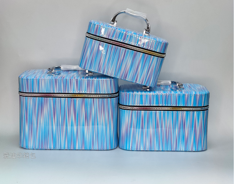 The new gradient pattern large-capacity three-piece makeup portable travel storage waterproof toiletry bag from Adiva details Picture