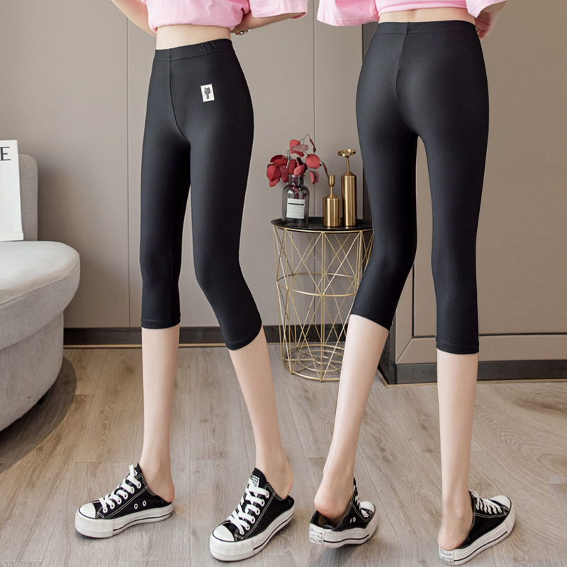 Yiwu summer ice silk checkered seven-inch leggings for women to wear over a thin, high-waisted, large-sized new fitness tight shorts Application Scenario