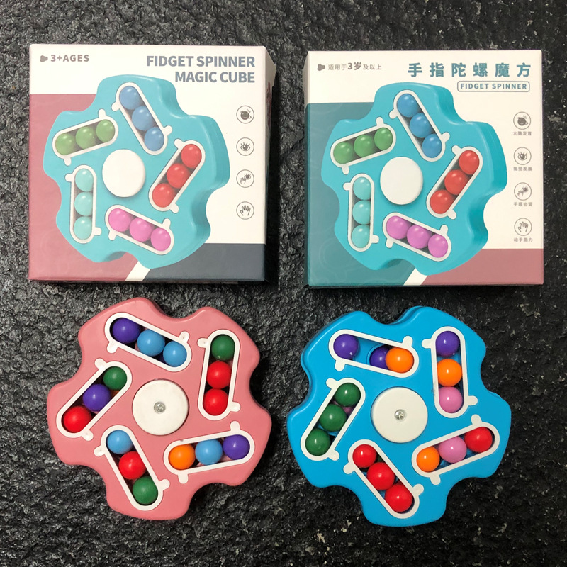 Cross-border new product: Rotating Magic Bean Rubik's Cube, stress-relieving, fingertip spinning top, children's ball disc Rubik's Cube toy Specification drawing