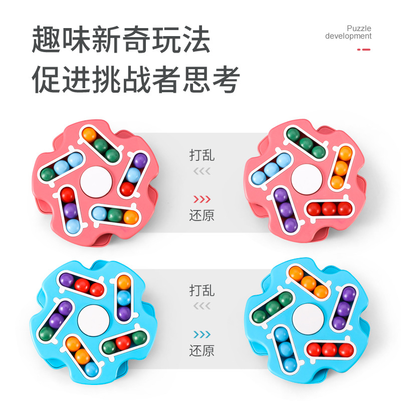 Cross-border new product: Rotating Magic Bean Rubik's Cube, stress-relieving, fingertip spinning top, children's ball disc Rubik's Cube toy details Picture