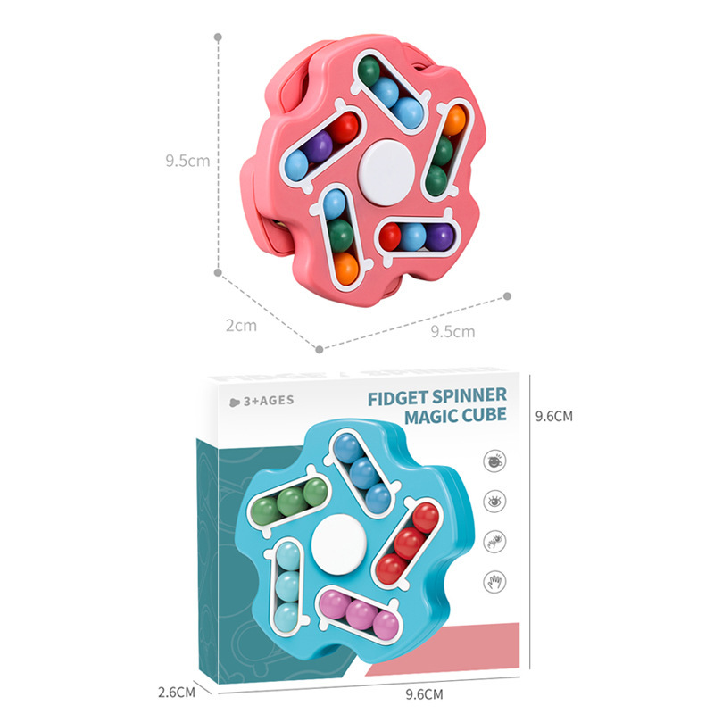 Cross-border new product: Rotating Magic Bean Rubik's Cube, stress-relieving, fingertip spinning top, children's ball disc Rubik's Cube toy Item Picture