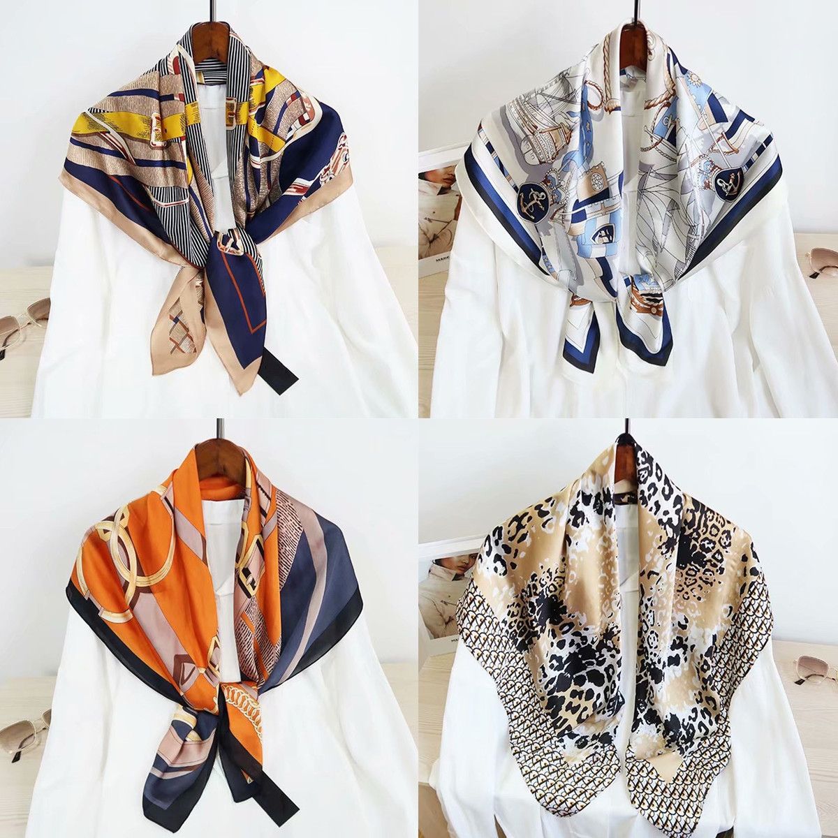 New silk satin 90*90 silk hand feel Square scarf Scarf scarf shawl silk satin