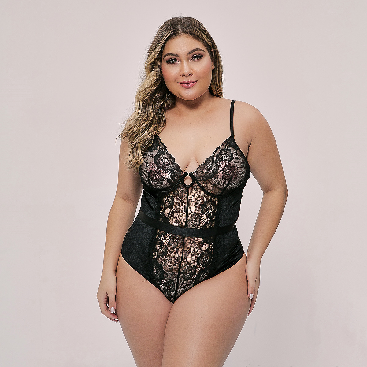 Más belleza europa y Estados Unidos crossover fuente más grande tamaño pesado artesanía encaje lencería retractilado cintura shape bodysuit Specification image