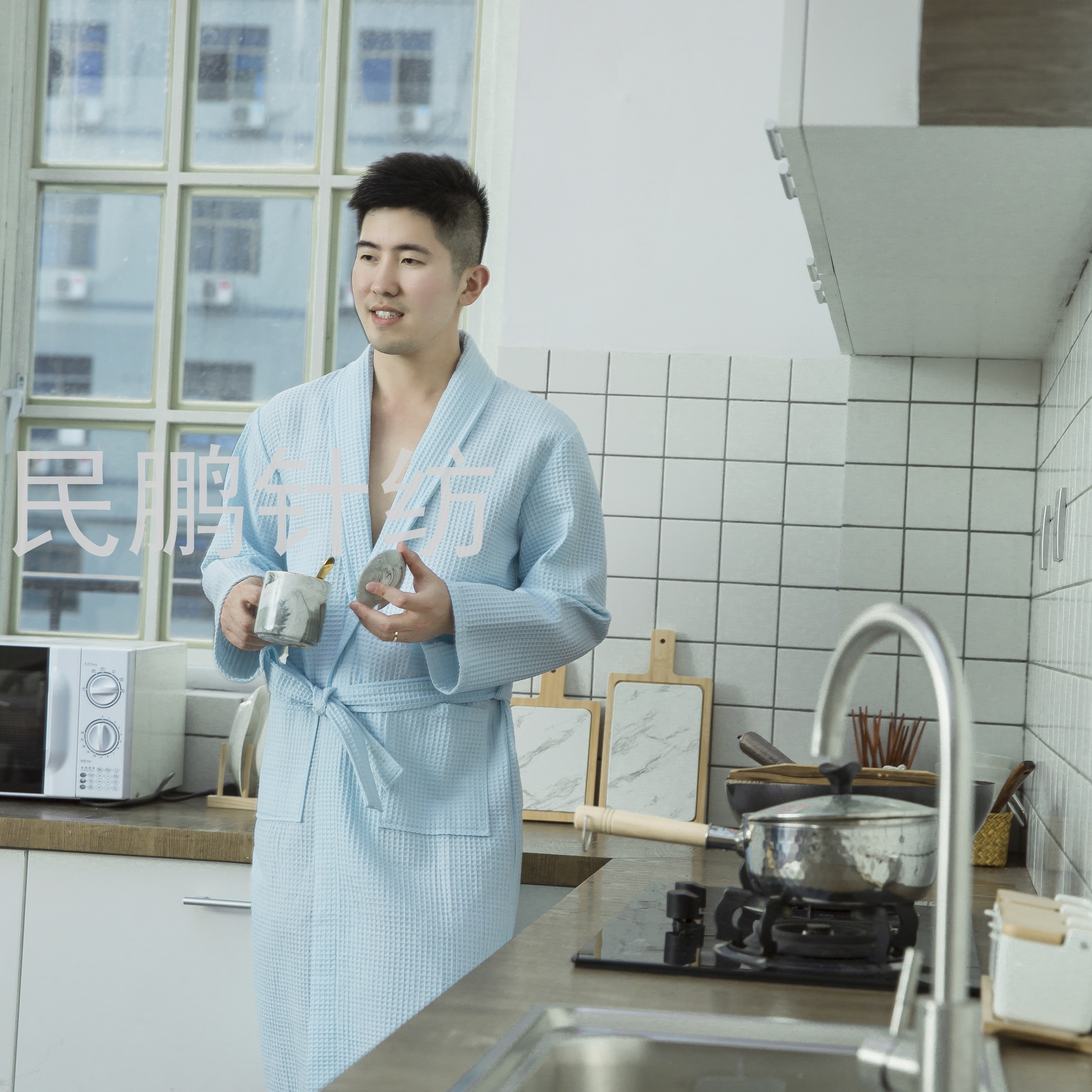 Hotel bathrobe women summer pajamas men long summer thin water absorbent quick drying pure cotton couple a pair of bathrobe men
