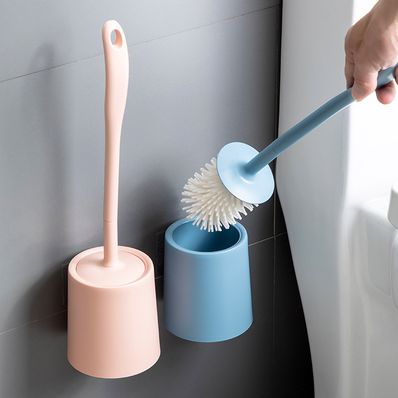 Nordic bathroom perforation-free wall hanging toilet brush dual-use hollowed out drain cleaning brush soft glue brush head floor toilet brush thumbnail