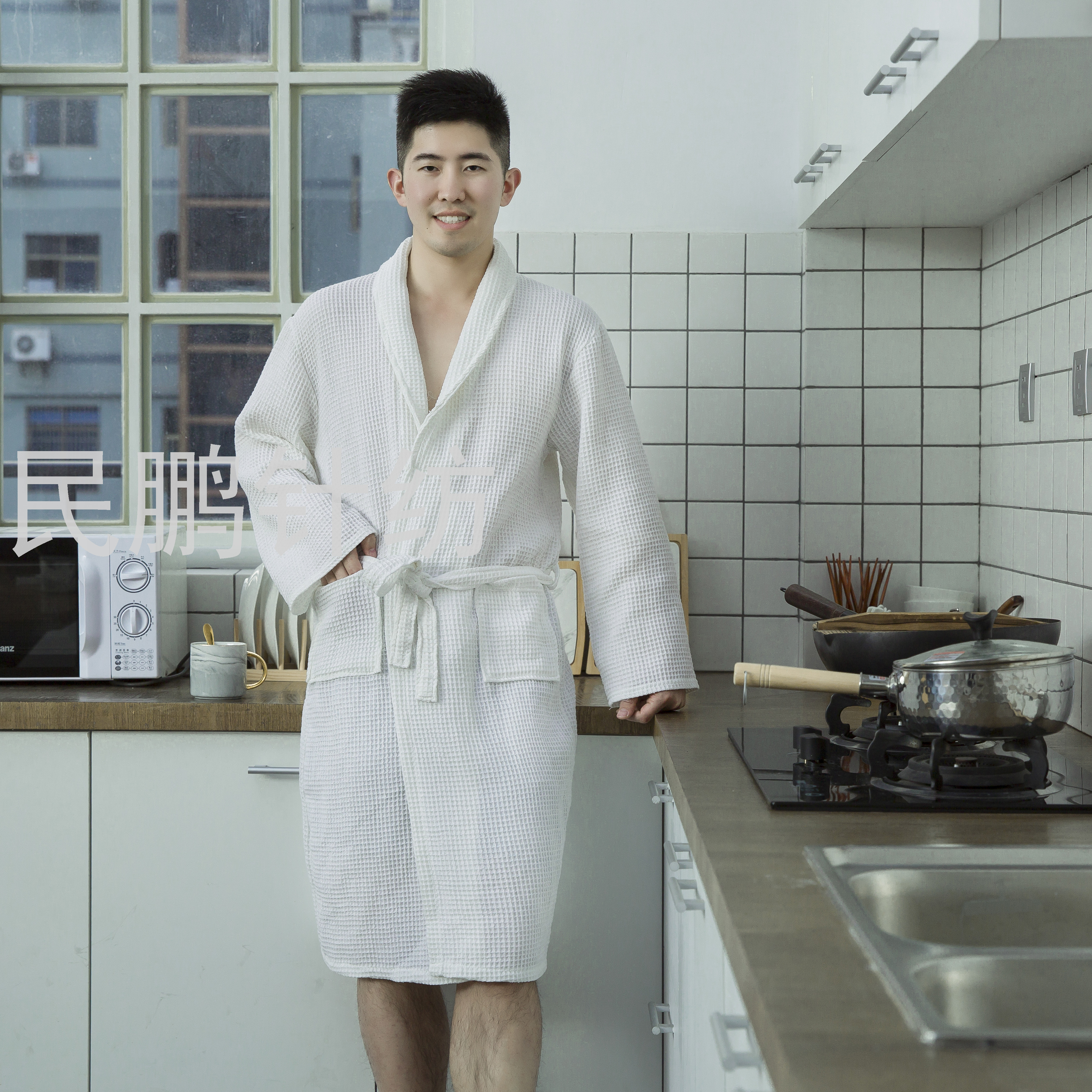 Hotel bathrobe women summer pajamas men long summer thin water absorbent quick drying pure cotton couple a pair of bathrobe men