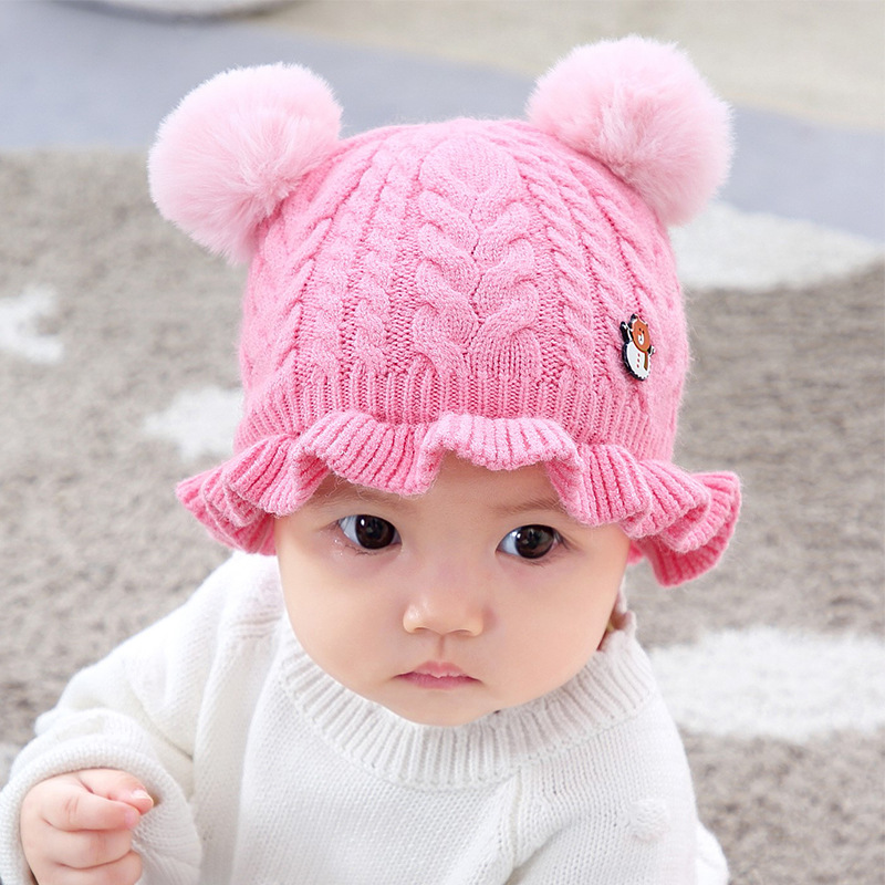 Bena Bear Softball Woolen Single Cap for Boys and girls, Baby hooded cap, Baby and children's Cap, Yarn Cap MZ8261 details Picture