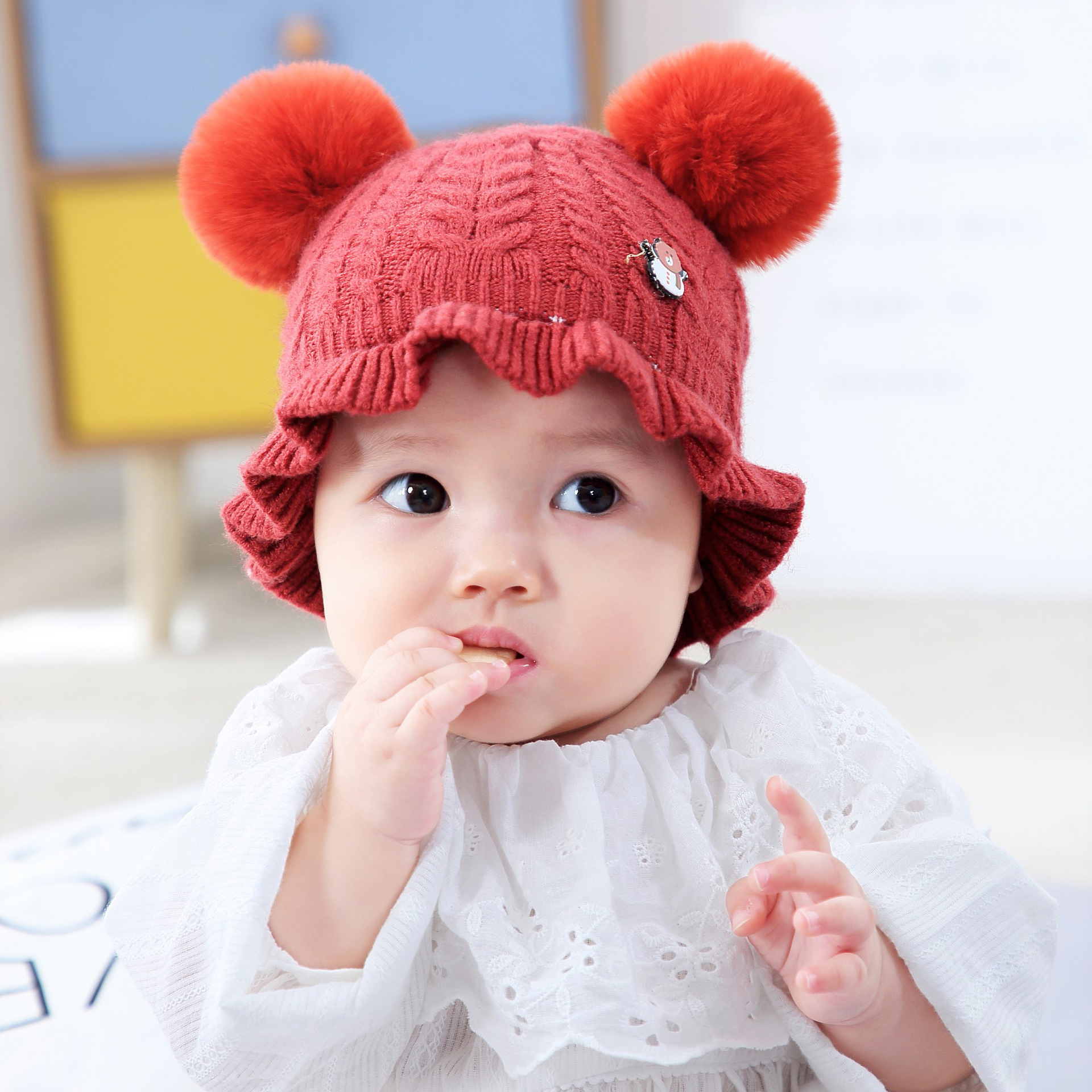 Bena Bear Softball Woolen Single Cap for Boys and girls, Baby hooded cap, Baby and children's Cap, Yarn Cap MZ8261