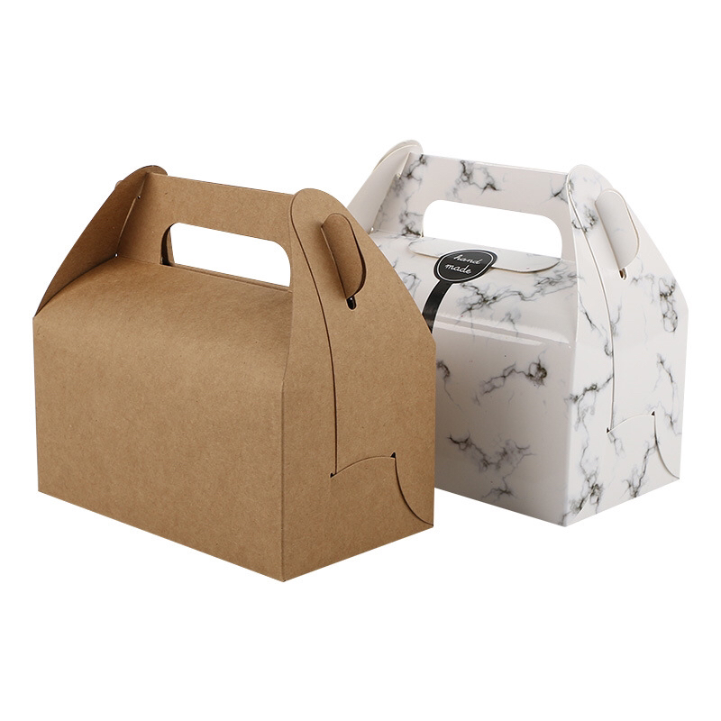 中号手提西点包装盒半卷蛋糕卷打包盒烘焙切块慕斯蛋糕盒 牛皮盒详情图2