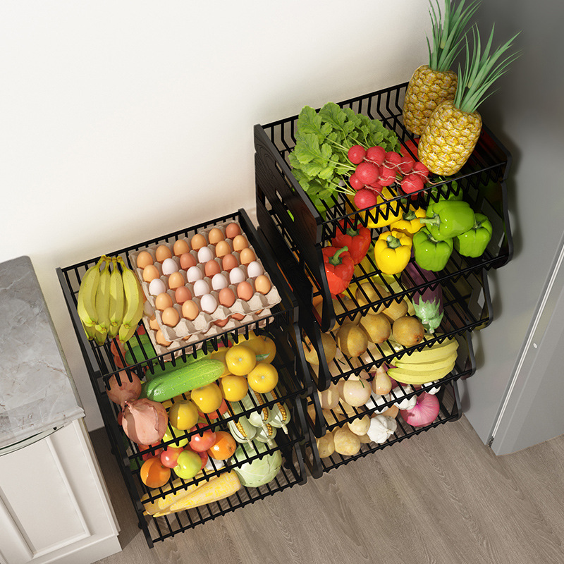 Kitchen Supplies Floor Vegetable Storage Rack Fruit Basket Storage Basket Storage Rack Cross-Border Foreign Trade Home B Fruit And Vegetable Blue Application Scenario