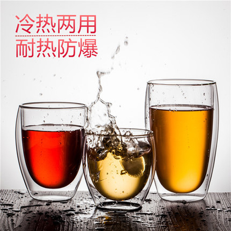 Double insulated glass thickened heat-resistant coffee cup transparent cup household personalized juice cup water cup thumbnail