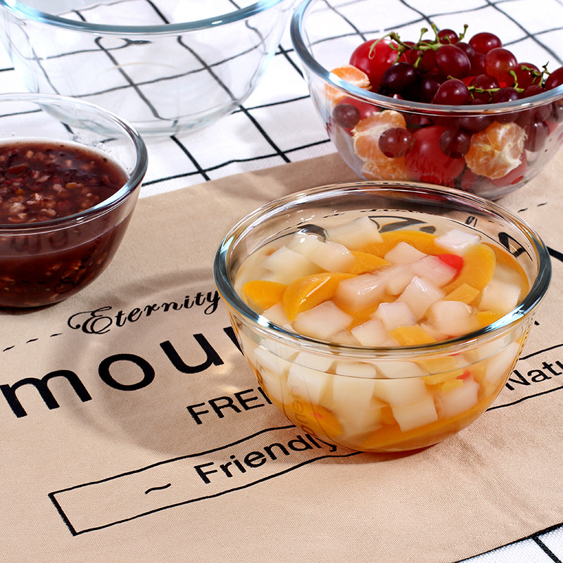 Heat resistant glass bowl thick instant noodle bowl soup bowl fruit salad dessert bowl Microwave oven bowl thumbnail