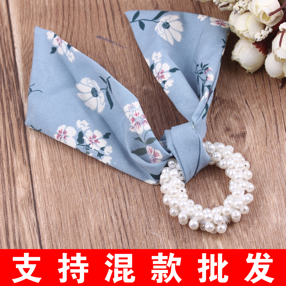 Bow tie hair band ribbon hair tie 2021 New style Korean Instagram stylish and simple hair tie pearl leather band