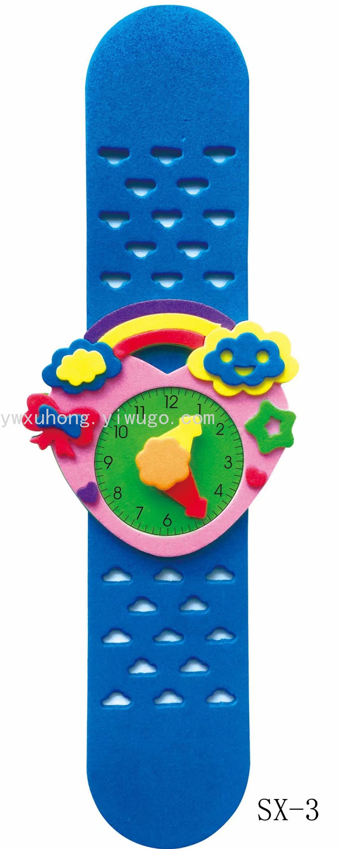 Children's watch manufacturer direct sales EVA adhesive watches, handmade DIY material packs for kindergartens, cartoon animals Item Picture