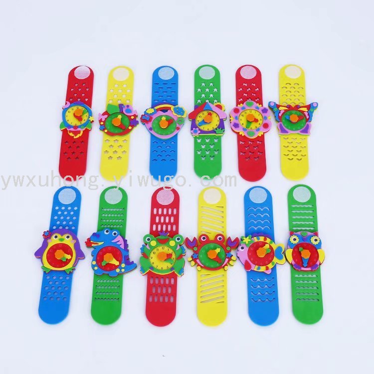Children's watch manufacturer direct sales EVA adhesive watches, handmade DIY material packs for kindergartens, cartoon animals Specification image
