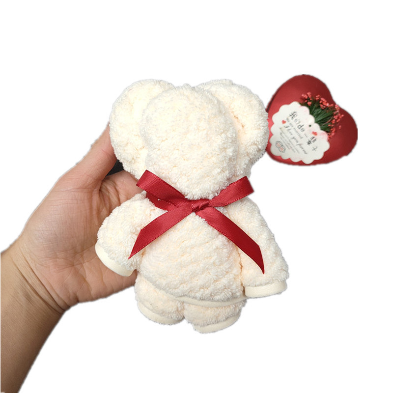 Bear-shaped towel, warp knitted coral fleece teak, soft and absorbent, festival souvenir gift, wedding gift Item Picture