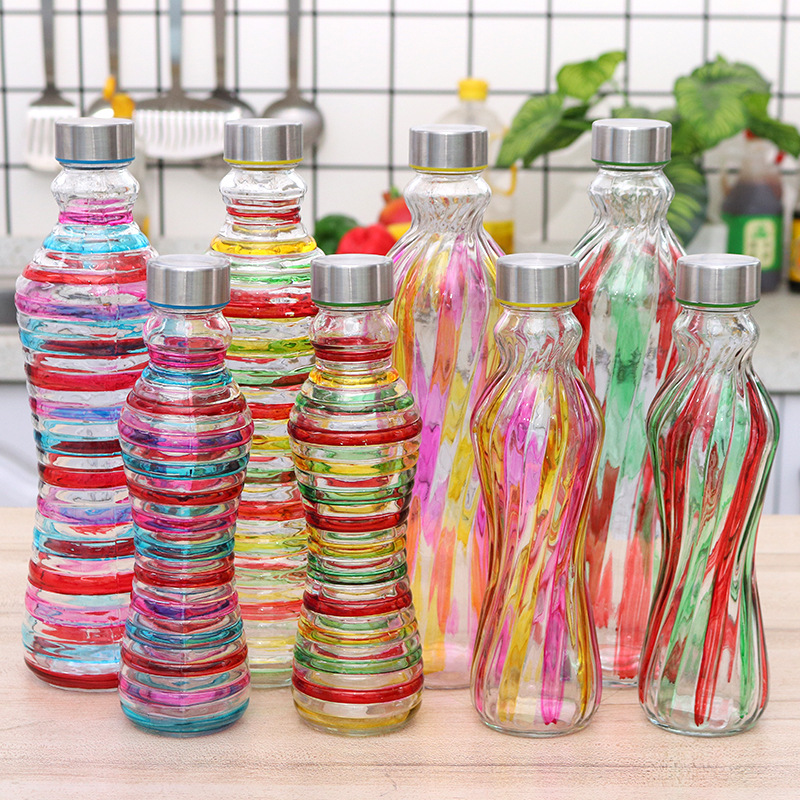 1319 stainless steel cap color glass bottle beverage bottle irregular bottle wine cabinet decoration specifications are optional