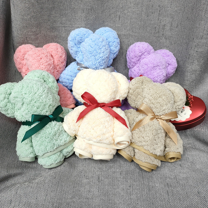 Bear-shaped towel, warp knitted coral fleece teak, soft and absorbent, festival souvenir gift, wedding gift Application Scenario