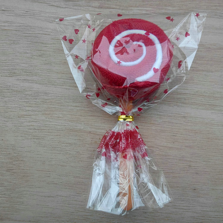 Company event creative cake towel Practical small gift Wedding birthday return gift Small lollipop towel Valentine's Day Specification drawing