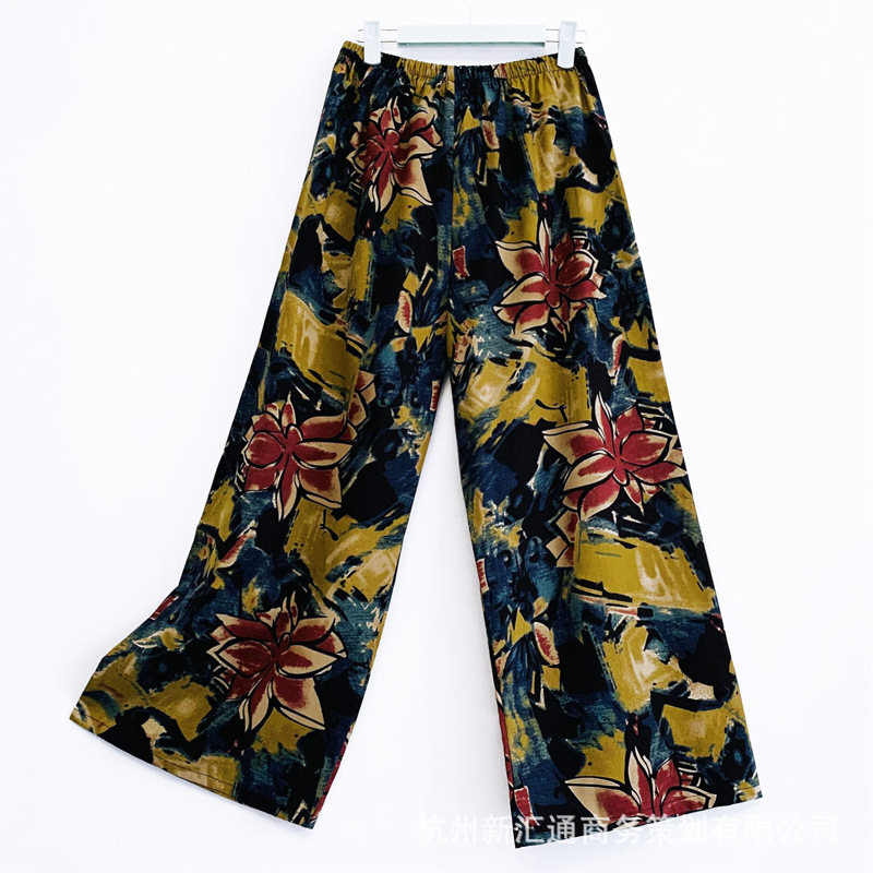 Cotton and linen trousers for summer 2021 new style breathable wide-leg pants for middle-aged mothers, loose and large-sized, produced by the manufacturer in large quantities in stock Specification image