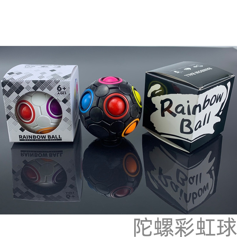 New rotating top rainbow ball children's intelligence press-type irregular-shaped Rubik's Cube competition toy, intelligence beginner h details Picture