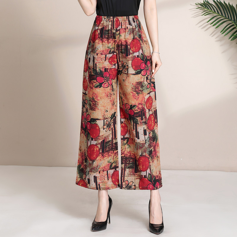 Cotton and linen trousers for summer 2021 new style breathable wide-leg pants for middle-aged mothers, loose and large-sized, produced by the manufacturer in large quantities in stock