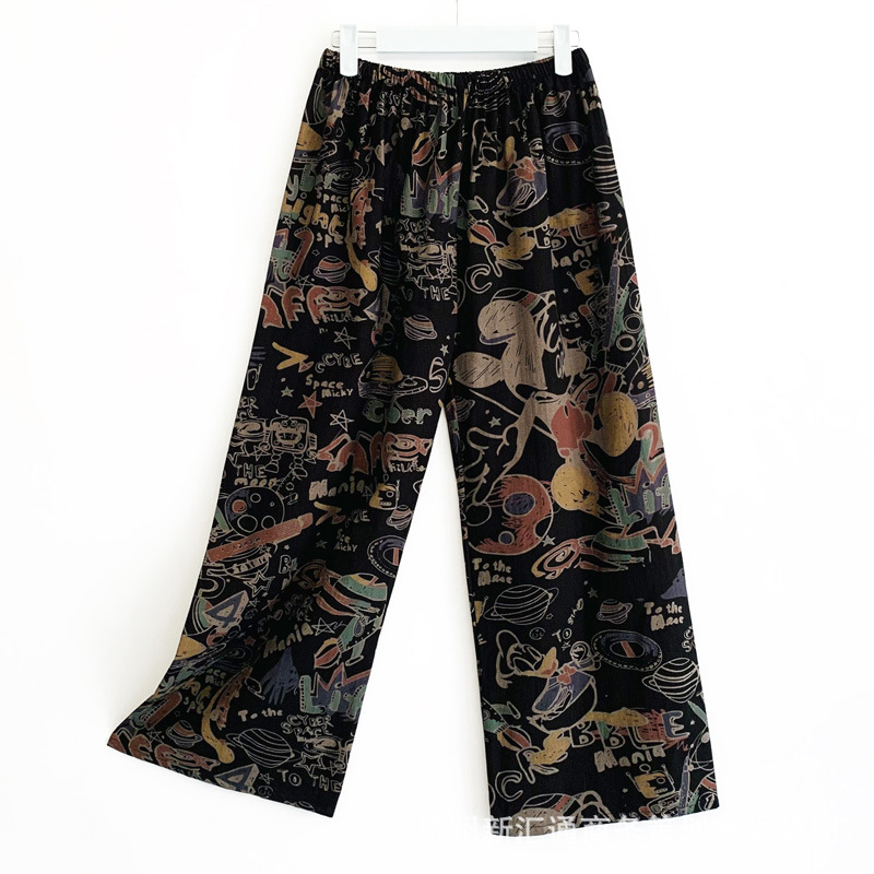 Cotton and linen trousers for summer 2021 new style breathable wide-leg pants for middle-aged mothers, loose and large-sized, produced by the manufacturer in large quantities in stock Item Picture