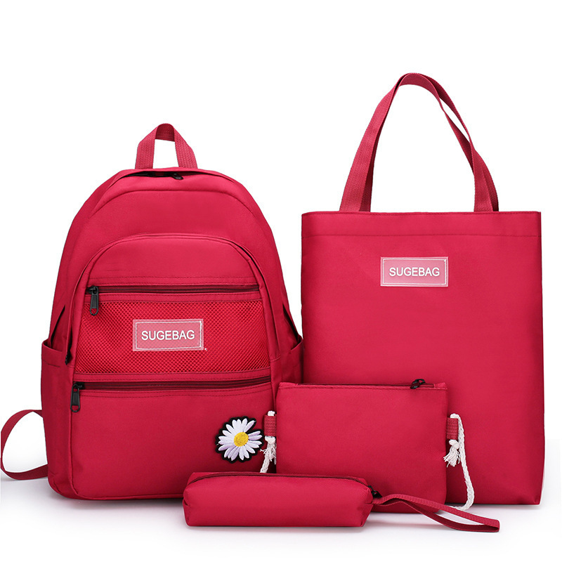Four-piece schoolbag set for middle school girls, canvas backpack for junior high school students, 2020 new Korean version, high school campus trend Item Picture