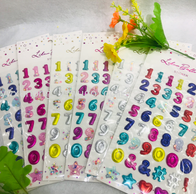 Letter sticker Number Sticker Children's shiny sticker Number sticker sticker three-dimensional discount goods