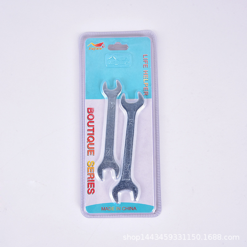 Spot metric custom hardware tools High carbon steel mirror flat wrench dual-purpose double-ended open wrench