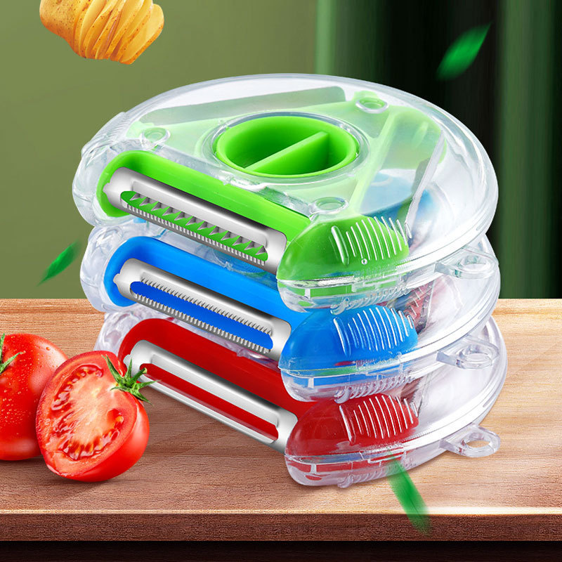 Factory direct sales of multi-functional three-in-one rotary peeler, fruit peeler, kitchen stainless steel vegetable grater details Picture