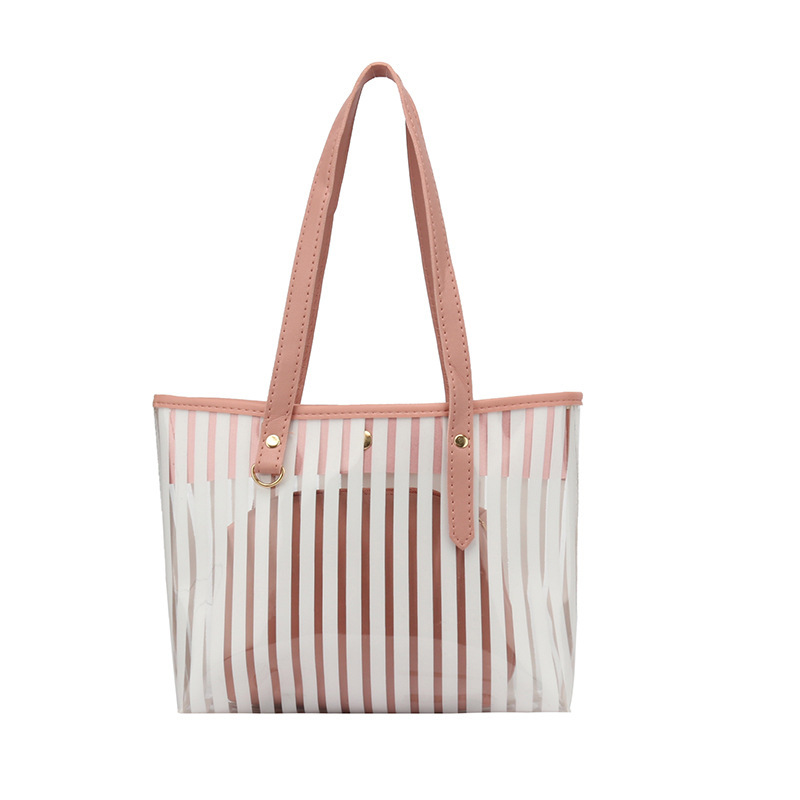 Guangzhou Women's Bag Korean-style jelly Bag 2021 New Product, personalized striped women's summer and autumn PVC single-shoulder daily mother-and-child bag Item Picture