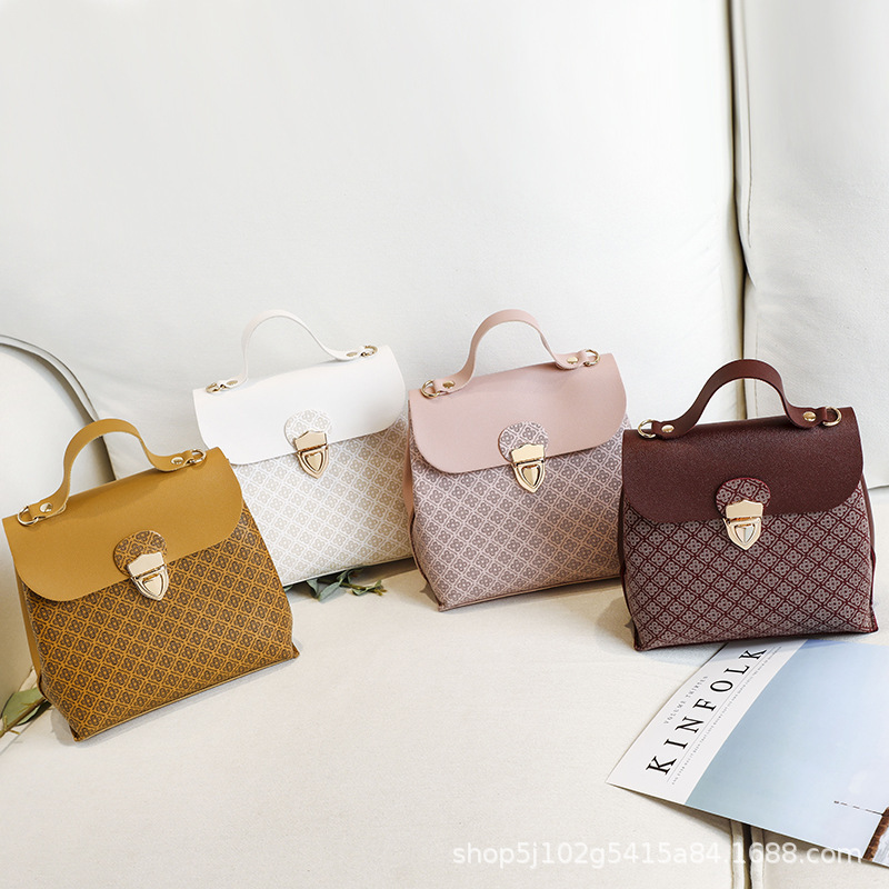 2021 women's new backpack solid color stitching pattern urban simple handbag fashion shoulder bag wholesale