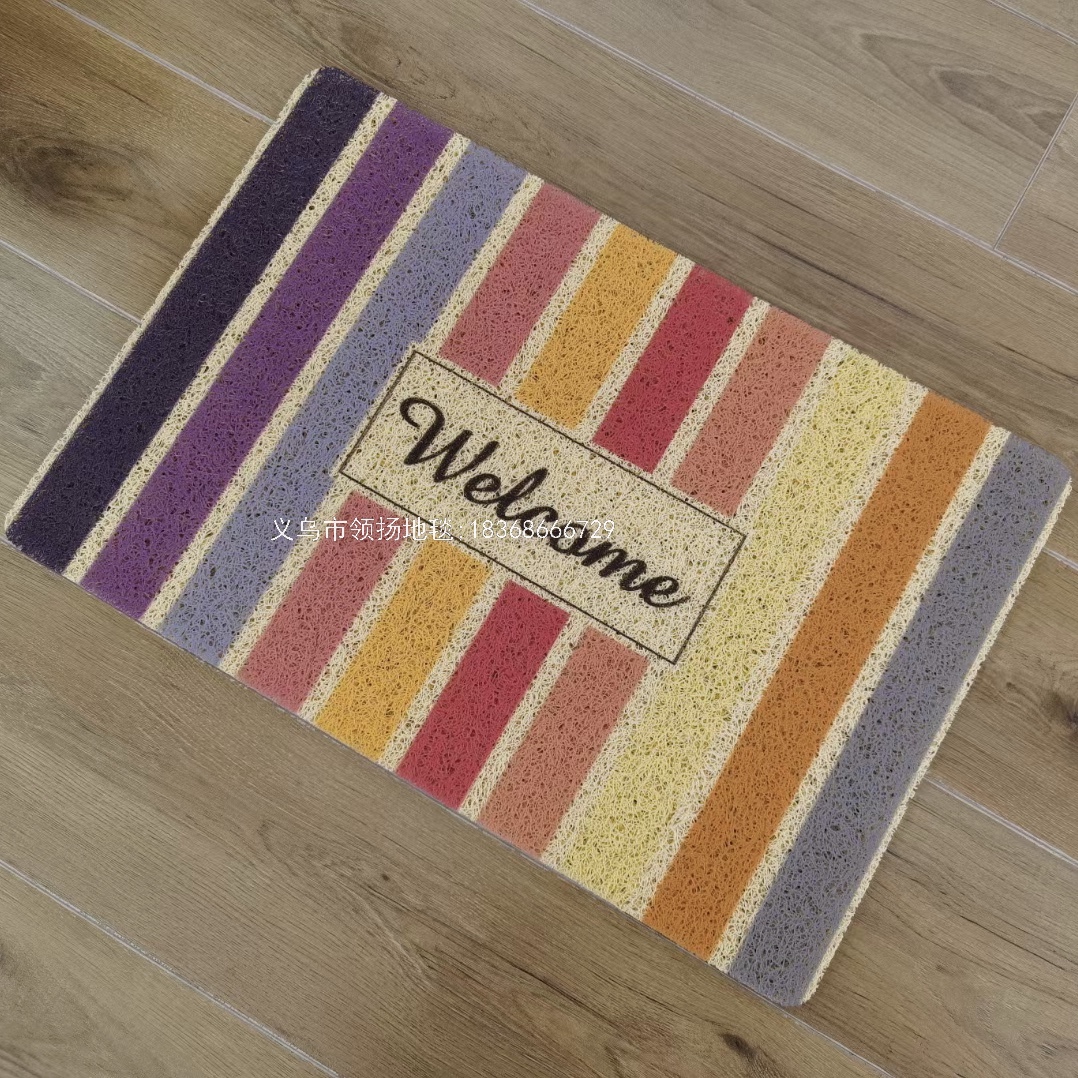 Rainbow WELCOME English version PVC brushed and sprayed Indian doormat, entrance door, foyer foot mat Specification image