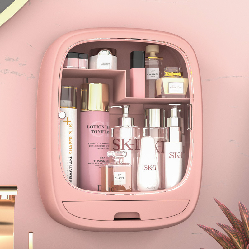 ZS02 Popular wall-mounted cosmetic box, dust-proof square storage box for home bathroom, bathroom jewelry rack