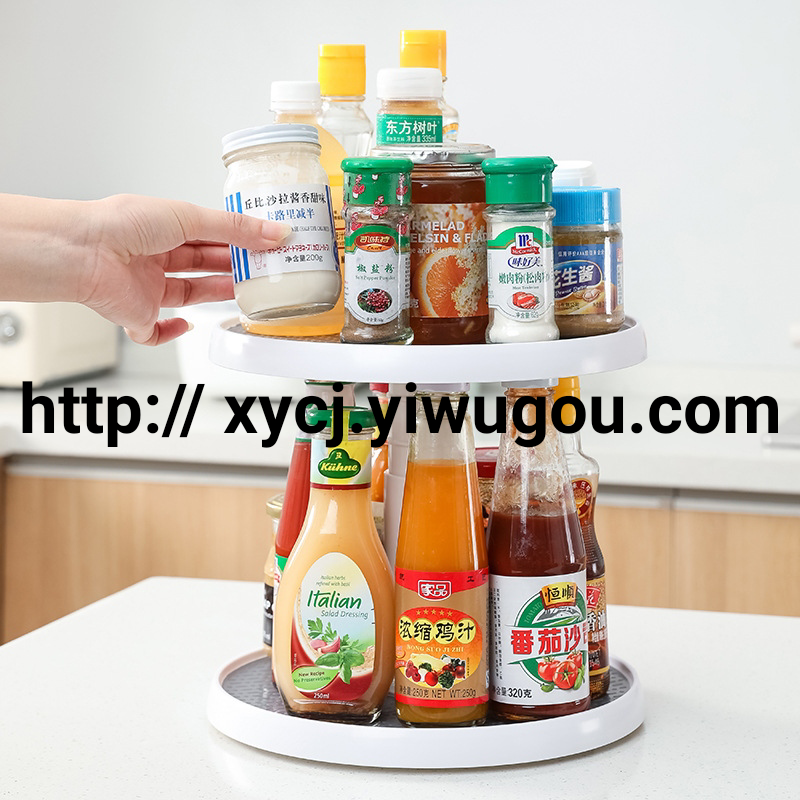 厨房调料架可旋转台面双层调料置物架调味品架佐料调料瓶盘收纳盒