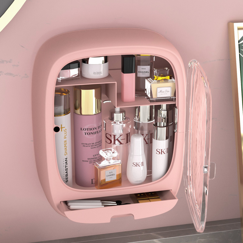 ZS02 Popular wall-mounted cosmetic box, dust-proof square storage box for home bathroom, bathroom jewelry rack Specification image