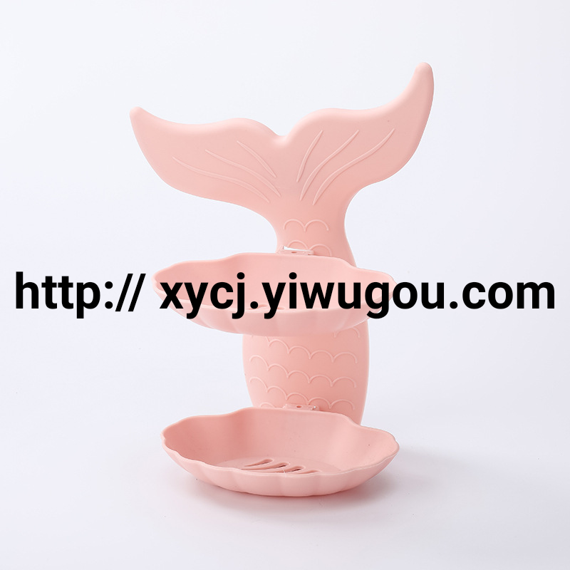 Goldfish double-layer soap box, transparent wall-mounted soap rack, draining bathroom, no need for drilling soap rack Item Picture