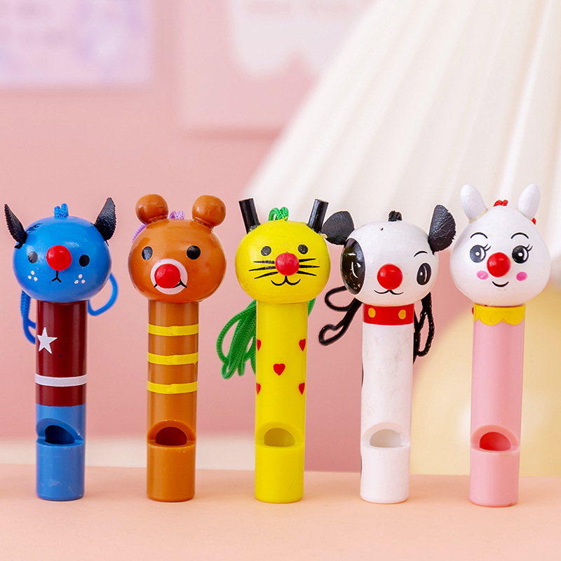 Creative cartoon lovely children wooden whistle baby early education instrument toy key chain small pendant prize thumbnail
