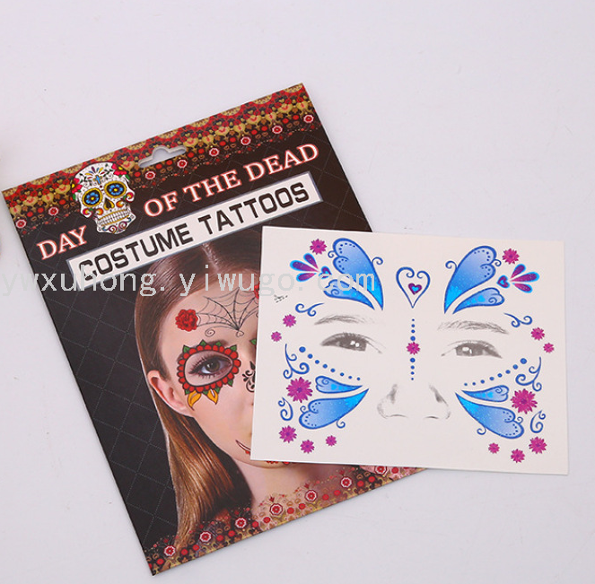 Halloween party: Terrifying, bloody scars, tattoo stickers, knife scars, male and female simulation of bleeding, fake injuries, funny paper stickers details Picture